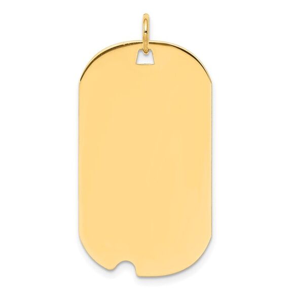 14k Yellow Gold Plain .018 Gauge Engravable Dog Tag w/Notch Disc Charm
